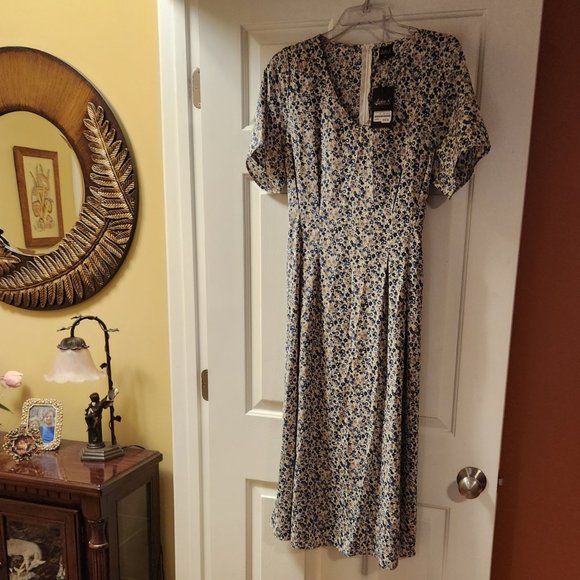 BRAND NEW LADIES DRESS-JACKIE K-TIE BACK-PLEATED #1639 - Picture 1 of 15